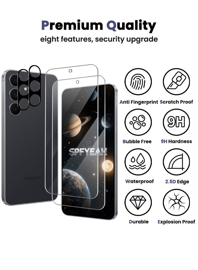 اس بي اف يا. [2 + 2 عبوة] واقي شاشة Samsung Galaxy S25 FE مع واقي عدسة الكاميرا، [صلابة 9H] [حساس للمس] [مضاد للخدش] [خالي من الفقاعات] [مناسب للجراب] مجموعة واقي لهاتف Samsung Galaxy S25 FE مقاس 6.7 بوصة (معلب، 2 + 2 قطعة) - Image 4