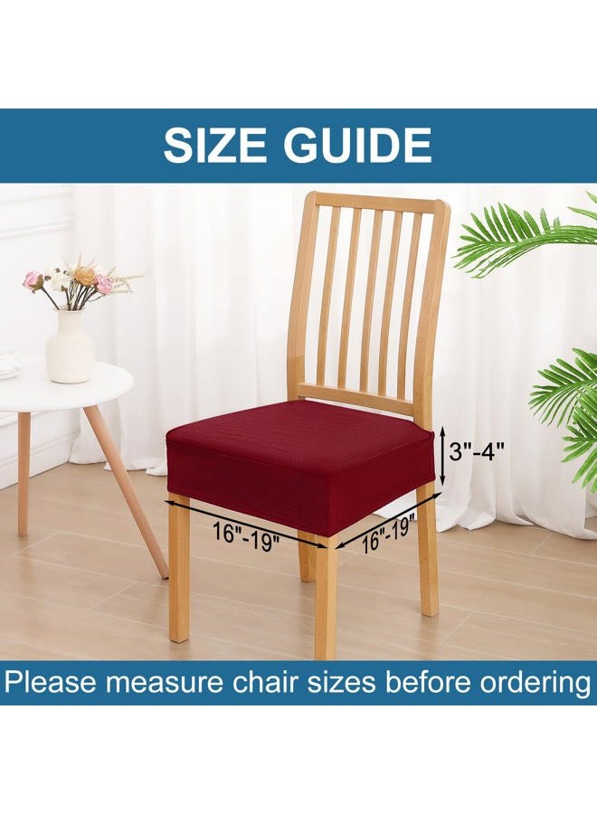Smiry Waterproof Seat Covers for Dining Room Chairs Set of 2, Stretch Jacquard Removable Washable Chair Seat Slipcovers Protector, No Rear Covers, Wine Red - Image 2