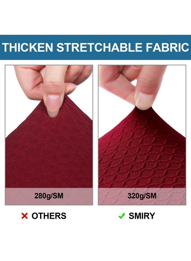 Smiry Waterproof Seat Covers for Dining Room Chairs Set of 2, Stretch Jacquard Removable Washable Chair Seat Slipcovers Protector, No Rear Covers, Wine Red - Image 4