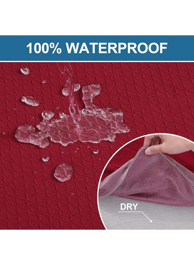 Smiry Waterproof Seat Covers for Dining Room Chairs Set of 2, Stretch Jacquard Removable Washable Chair Seat Slipcovers Protector, No Rear Covers, Wine Red - Image 3