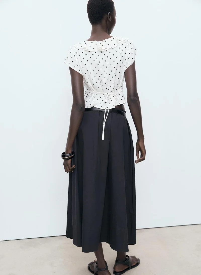 MANGO Polka-Dot Blouse With Ruffles