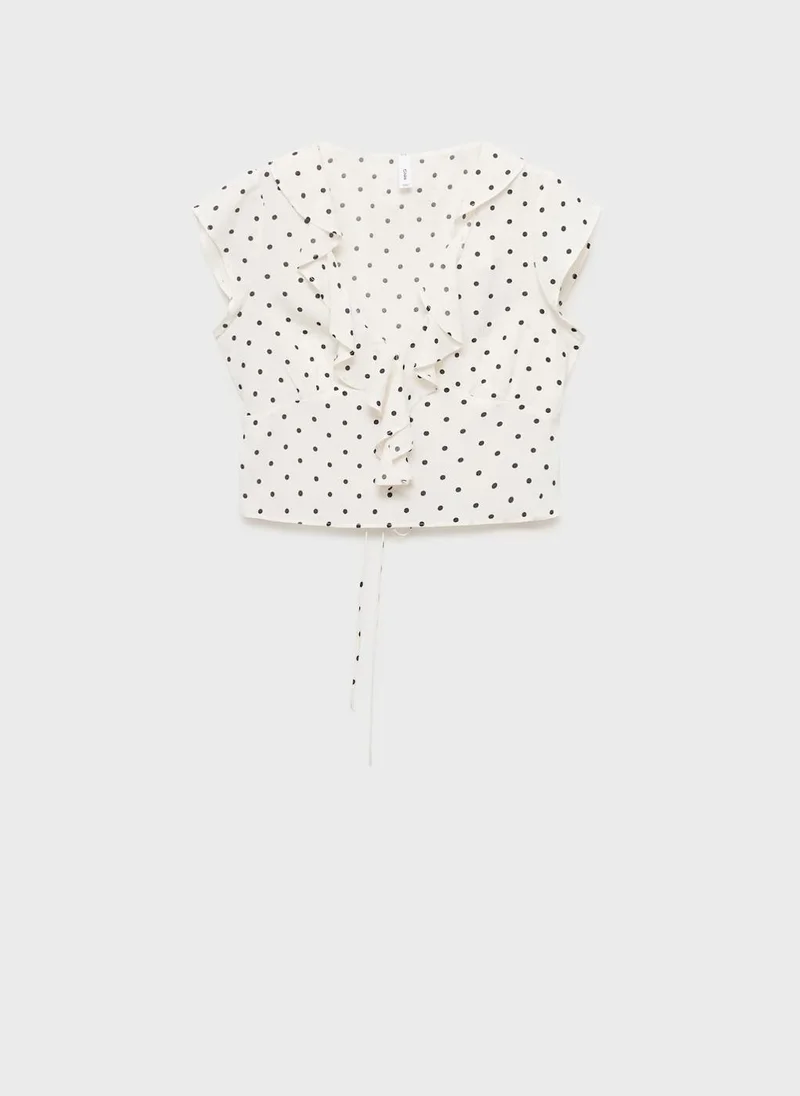 MANGO Polka-Dot Blouse With Ruffles