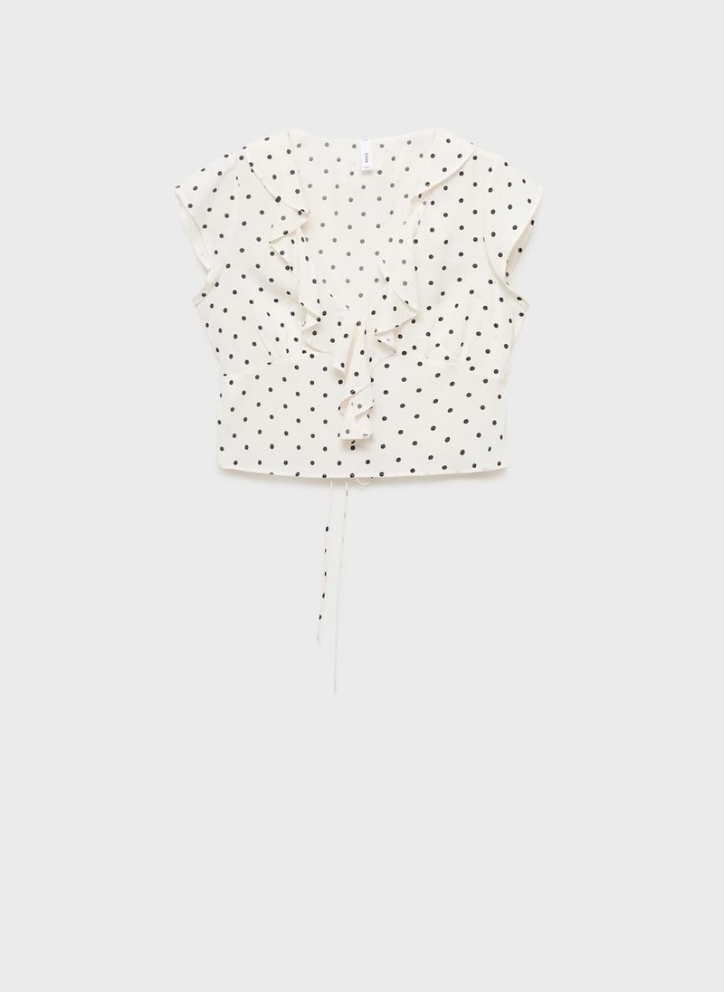 MANGO Polka-Dot Blouse With Ruffles  - Image 5