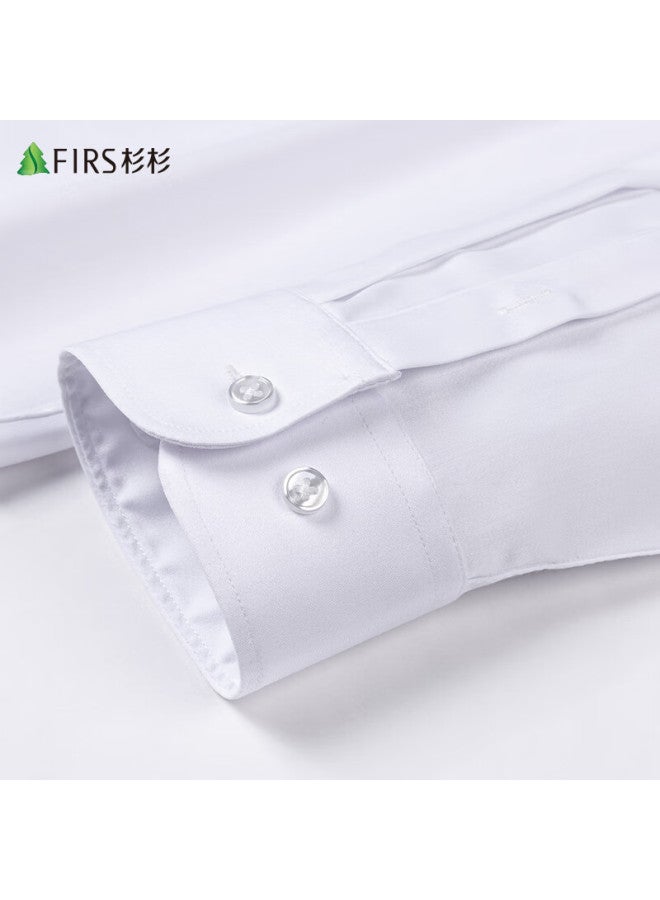 Firs Silk Modal Wrinkle-free Long-sleeve Shirt For Men, Autumn Business Casual Jacket, Pure White Dress Shirt Workwear