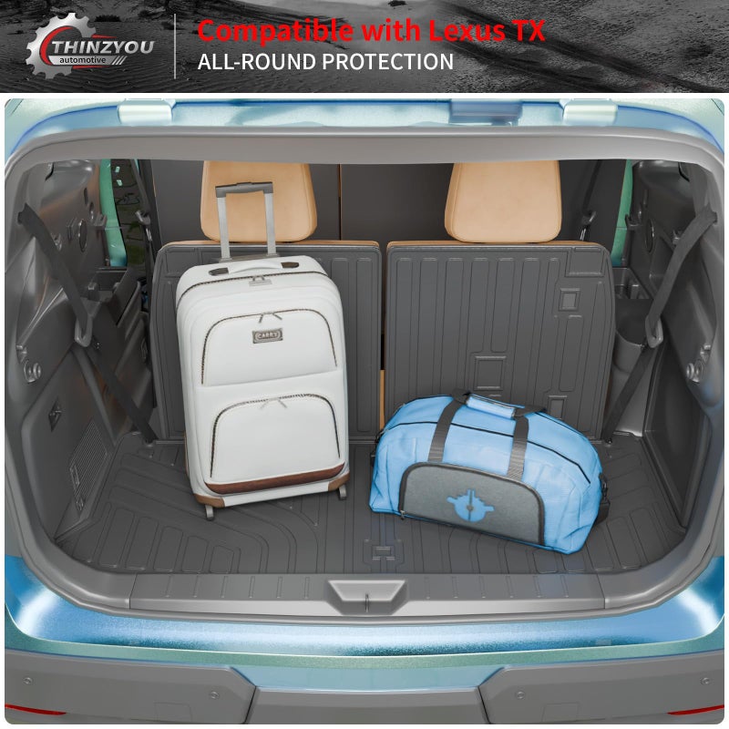 Thinzyou Trunk Mat Compatible with 2024 2025 2026 Lexus TX350 TX500h TX550h+ 6&7 Seats Cargo Mat Cargo Liner Trunk Liner Back Seat Protector All Weather TX Accessories (Trunk Mat with Backrest Mat) - Image 5