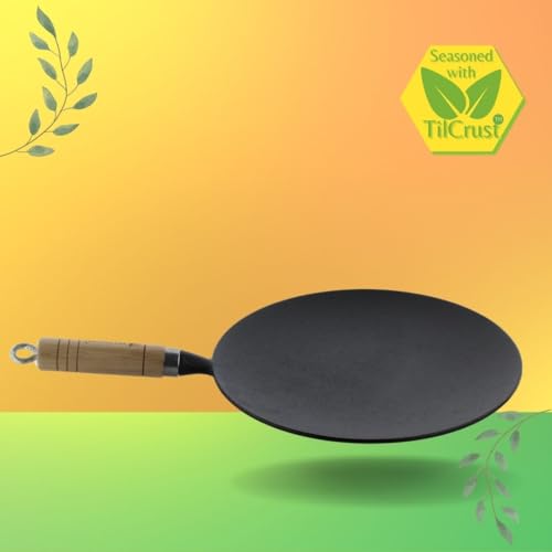 TRILONIUM Pre-Seasoned Cast Iron WHT10R Concave Roti Tawa 26 cms - Image 5