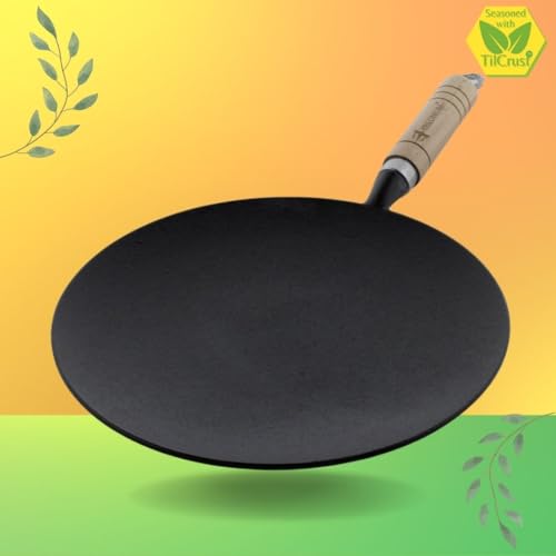 TRILONIUM Pre-Seasoned Cast Iron WHT10R Concave Roti Tawa 26 cms - Image 3