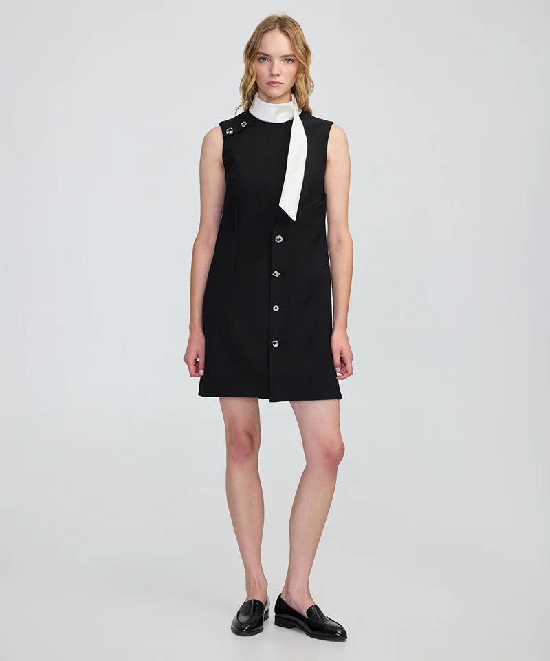 ابيكول Jewel-Button Color-Block Dress