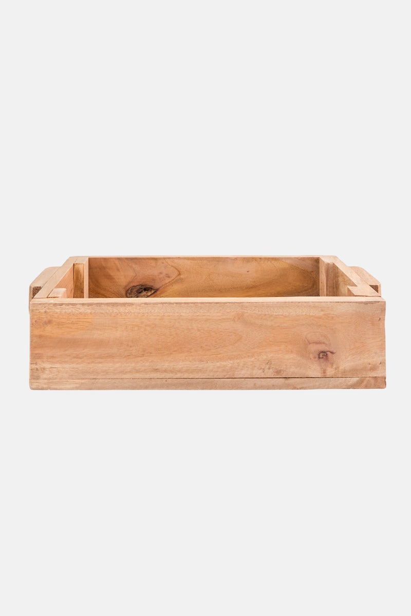 Muy Mucho Mahohany Rectangular Wooden Tray, Brown  - Image 2