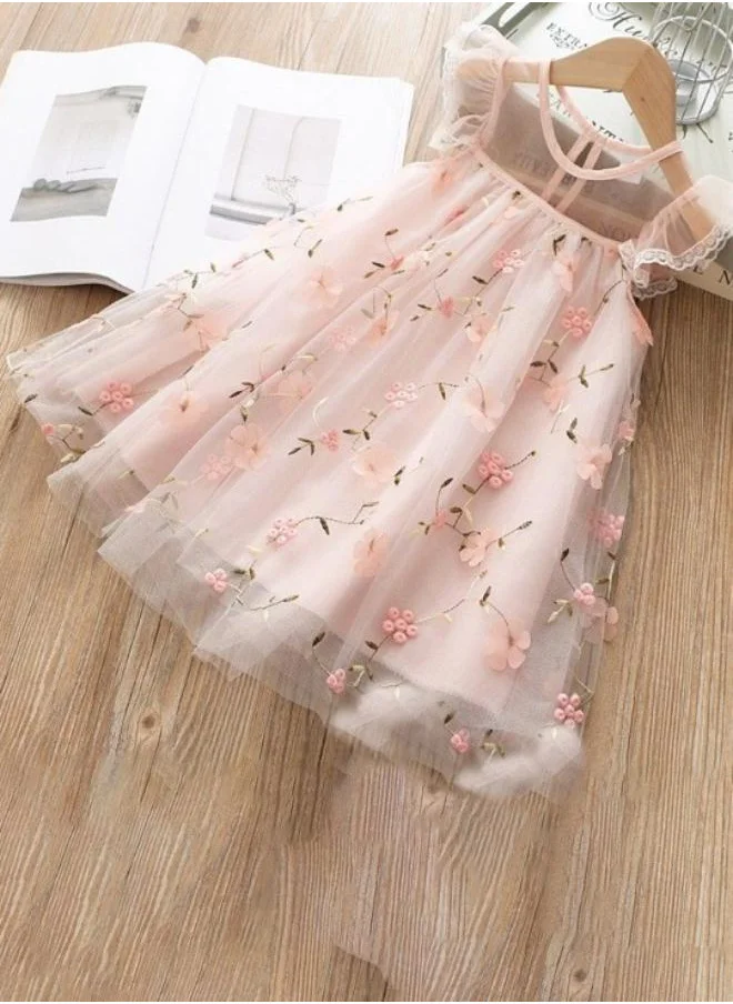 YUNIQEE Peach Fit & Flare Square Neck Floral Dress