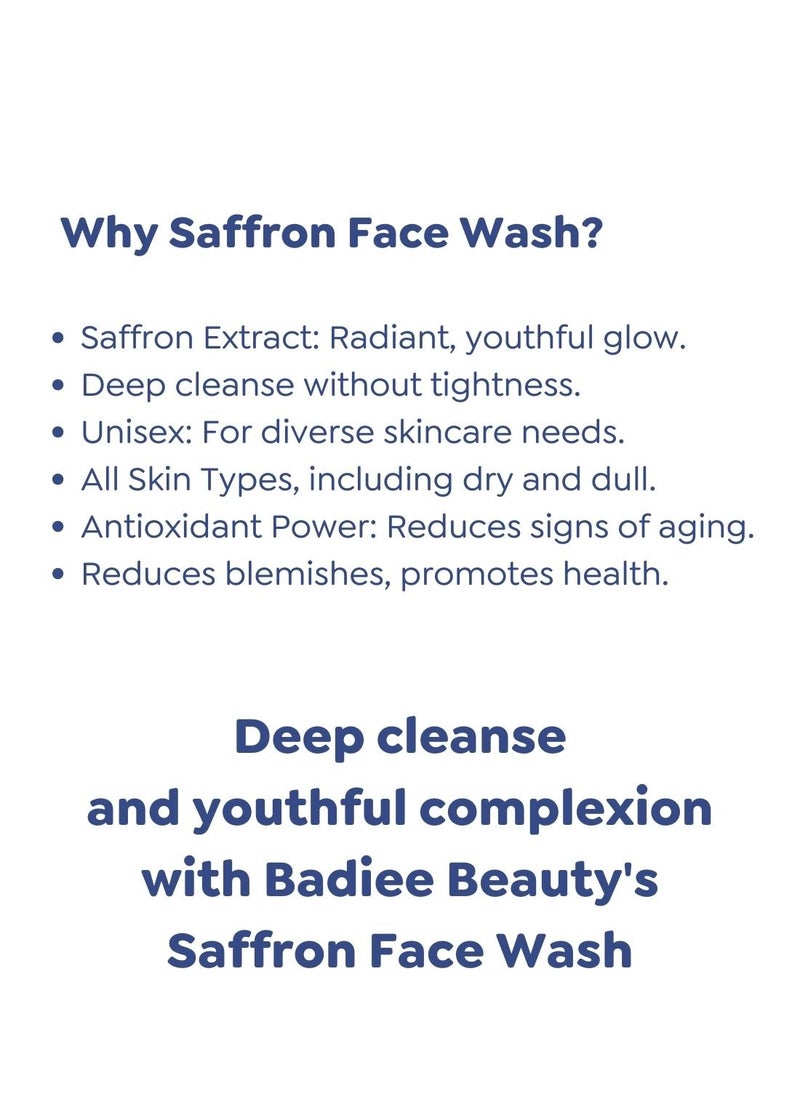 BADIEE BEAUTY - Badiee Beauty Saffron Face Wash, Herbal Extract Face Cleanser for Men and Women, Clean Dirt in Pores and Let Skin Breath Smooth 60 ml - Image 1