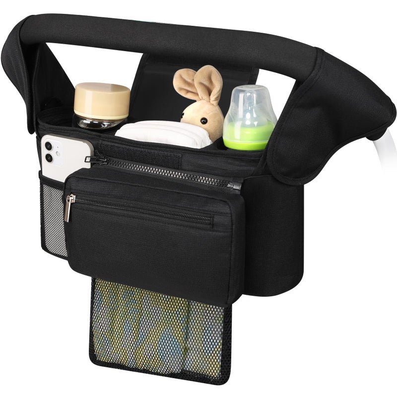 Accmor Universal Stroller Organizer with Insulated Cup Holder Detachable Phone Bag and Shoulder Strap,Stroller Bag Caddy Organizer Fits for Uppababy, Baby Jogger, Britax Strollers - Image 1