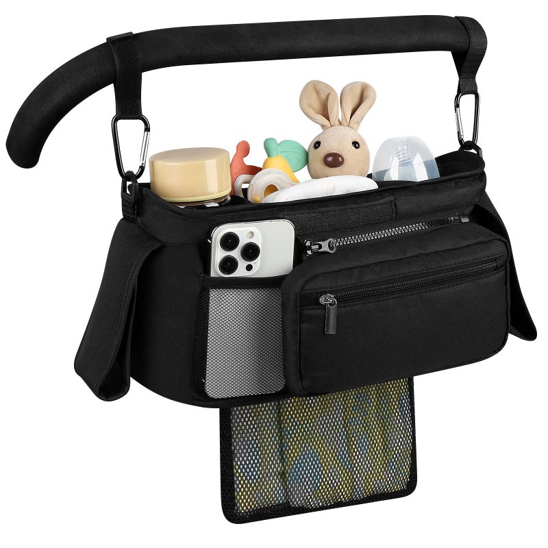 Accmor Universal Stroller Organizer with Insulated Cup Holder Detachable Phone Bag and Shoulder Strap,Stroller Bag Caddy Organizer Fits for Uppababy, Baby Jogger, Britax Strollers - Image 3