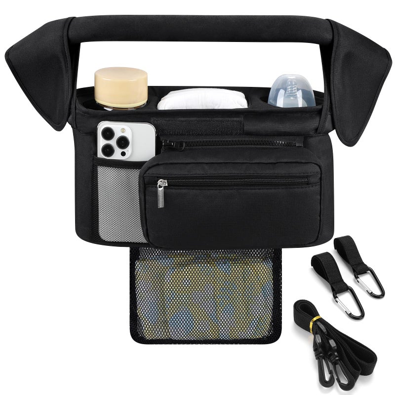 Accmor Universal Stroller Organizer with Insulated Cup Holder Detachable Phone Bag and Shoulder Strap,Stroller Bag Caddy Organizer Fits for Uppababy, Baby Jogger, Britax Strollers - Image 2