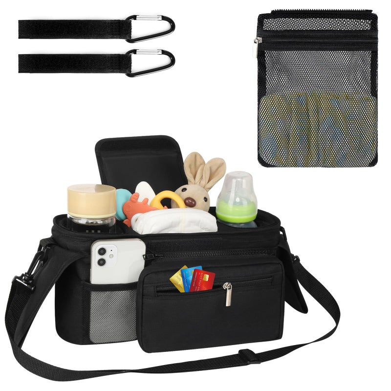 Accmor Universal Stroller Organizer with Insulated Cup Holder Detachable Phone Bag and Shoulder Strap,Stroller Bag Caddy Organizer Fits for Uppababy, Baby Jogger, Britax Strollers - Image 4