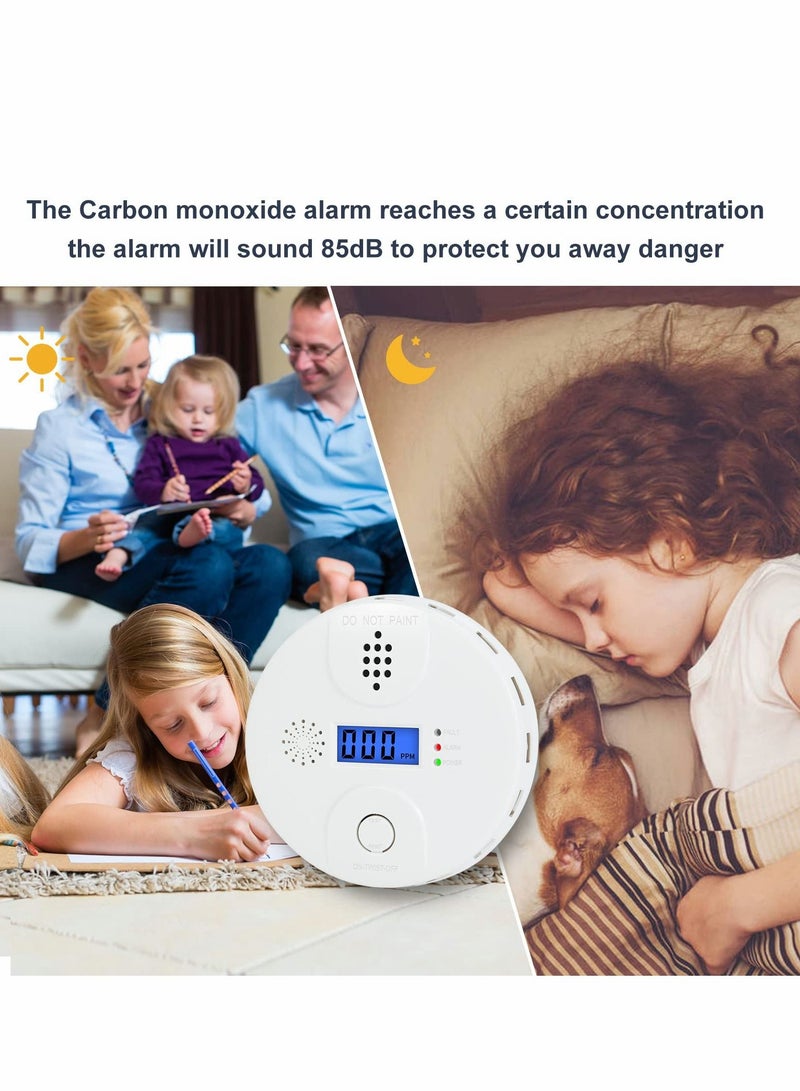 SYOSI Carbon Monoxide Alarm, Digital Display CO Detector Security CO Monoxide For Home Safety Battery Powered with LCD Display and Sound Warning for Home,School,Office - Image 5