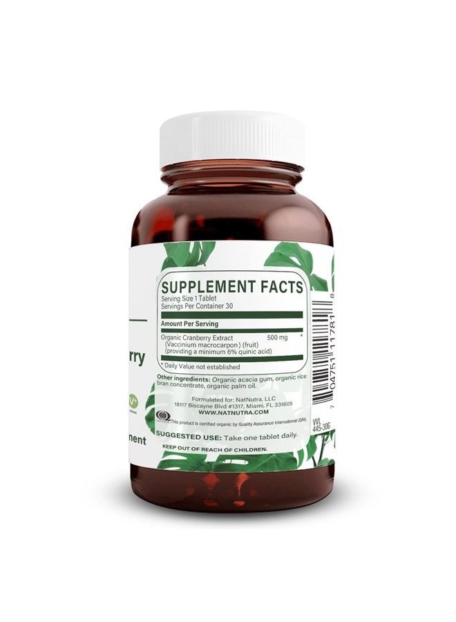 Natural Nutra Organic Cranberry Extract Supplement, Pills for Kidney Cleanse & Uniary Tract Health, UTI Relief Vitamin Support, Antioxidant Support, 30 Tablets, One Month Supply - Image 1