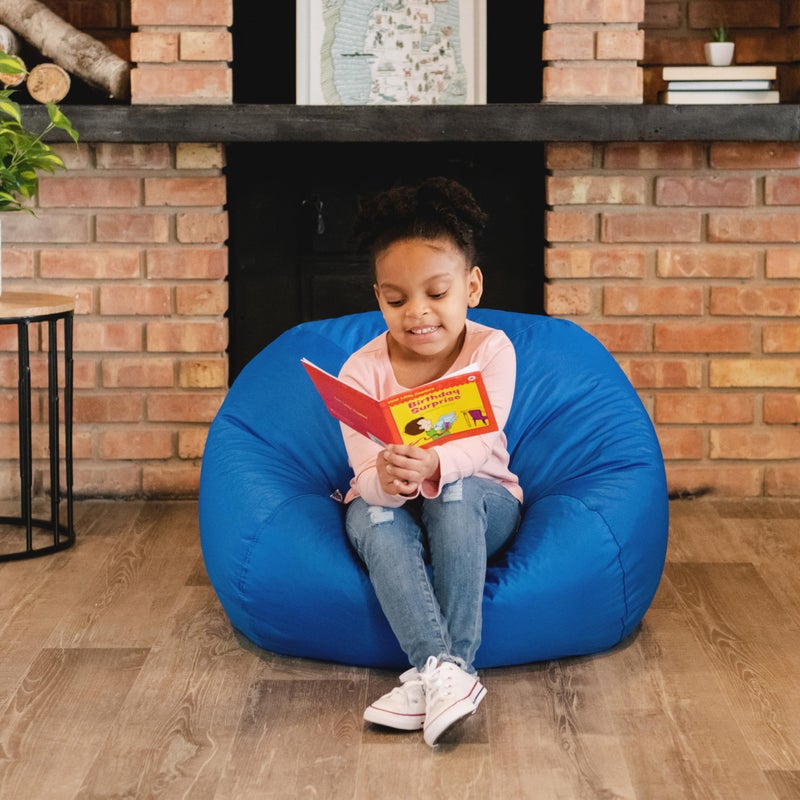 Big Joe Classic Bean Bag Chair for Kids Bedroom and Reading Nook, Easy-Clean Sapphire, Durable Nylon Polyester Blend, 2 feet Refillable - Image 3