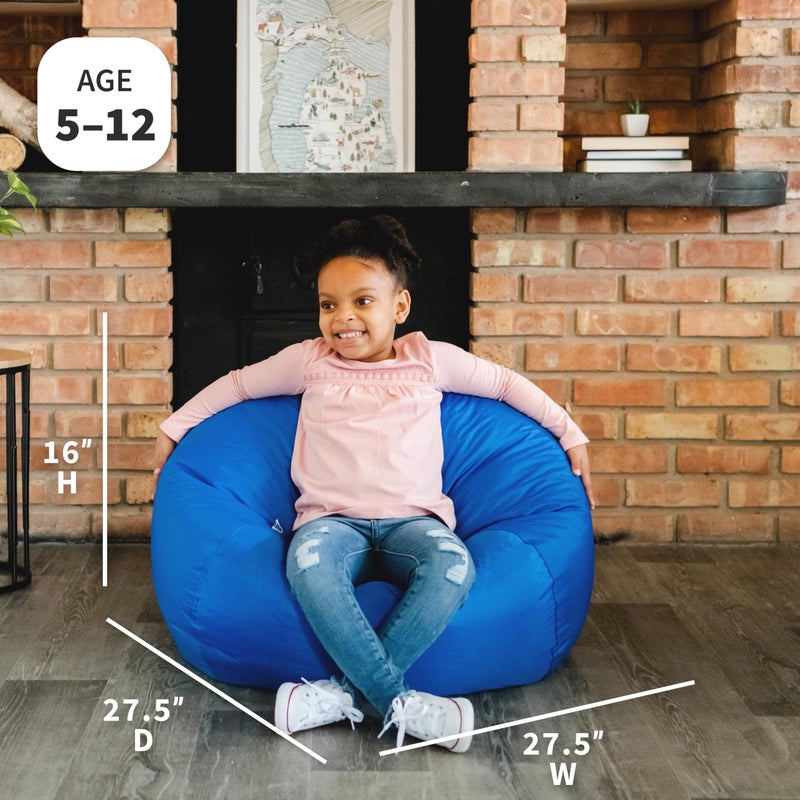 Big Joe Classic Bean Bag Chair for Kids Bedroom and Reading Nook, Easy-Clean Sapphire, Durable Nylon Polyester Blend, 2 feet Refillable - Image 2