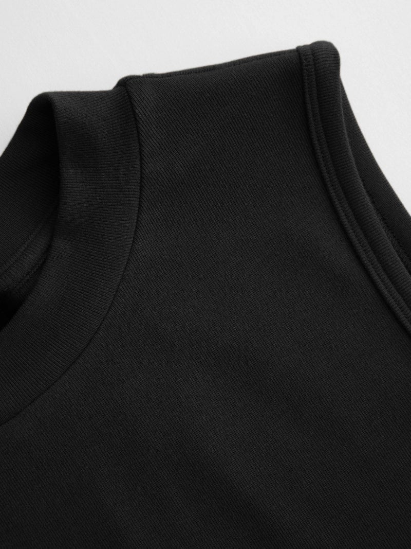 CIDER Crop Tops for Women Mimi Cuttrell Basic Sleeveless Ruched Going Out Summer Casual Ribbed Tank Top Black - Image 5