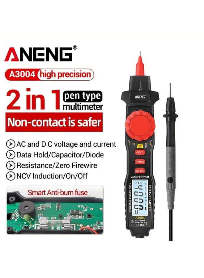 ANENG A3004 Black Digital Multimeter Pen 4000 Counts Non Contact AC DC Voltage Tester - Image 2