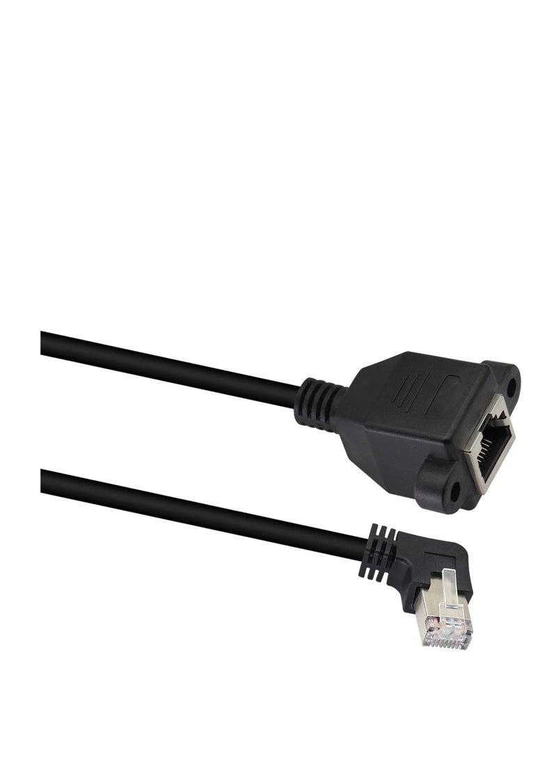 Generic 90 Degree Cat 6 Ethernet Cable, Right Bend Angle RJ45 Male to Female Shielded Ethernet Network Connector, Screw Panel Mount Extension Cable for Router, Modem (30cm/1ft-Right)  - Image 4