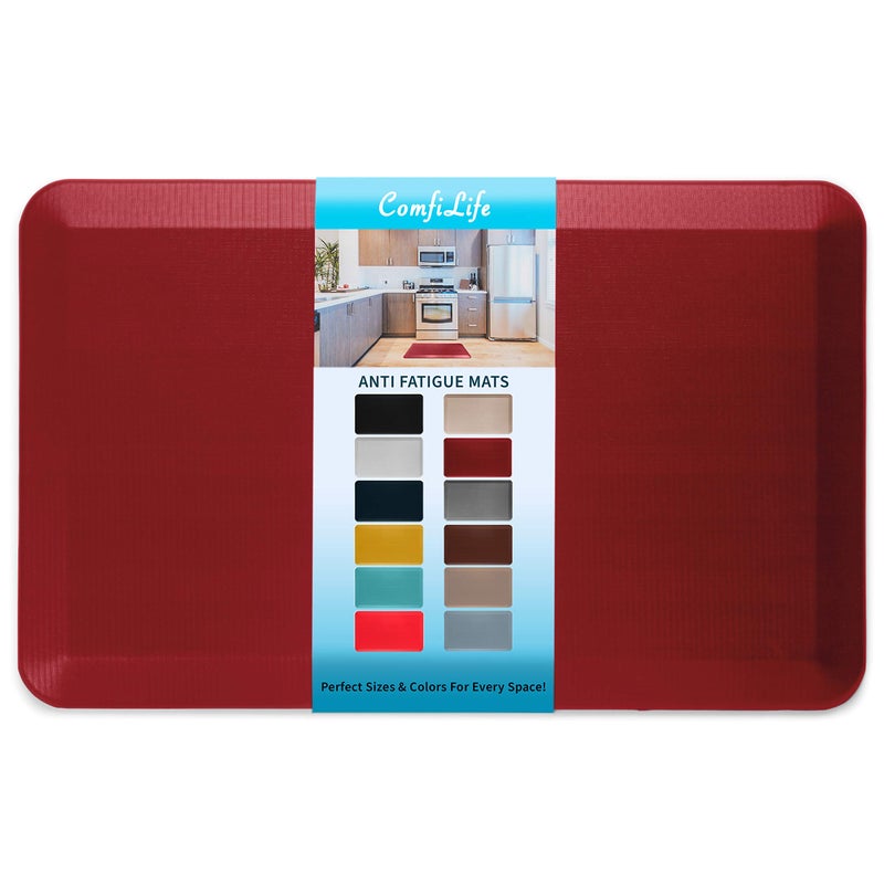 ComfiLife Anti Fatigue Floor Mat  34 Inch Thick Kitchen Mats for Floor Standing Desk Mat Kitchen Rug  Comfort at Home Office  Durable  Stain Resistant  NonSlip Bottom 20 x 32 Red