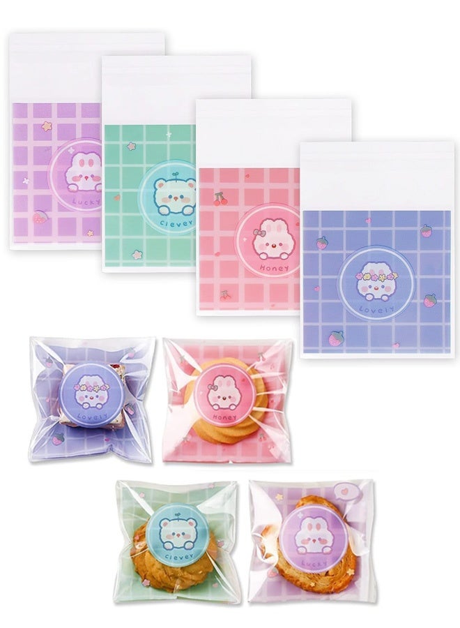 200 Pcs Cute Cookie Bags, Resealable Cellophane Bags, Holiday Treat Bags for Party Favors, Cookies, Candies, Gifts, 7 x 7 cm - Image 1