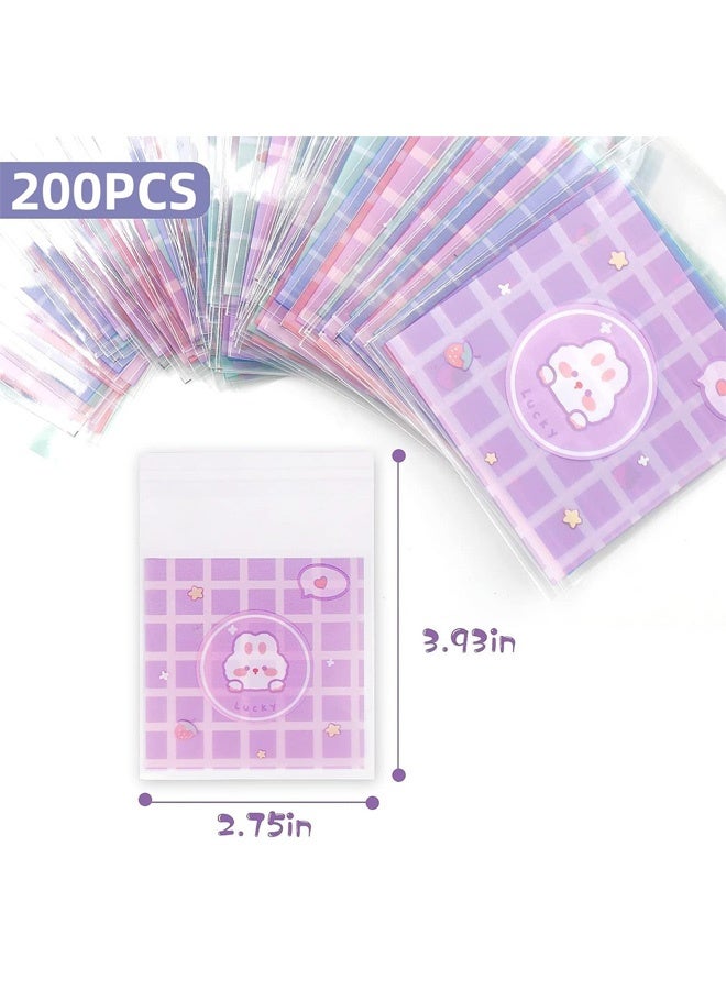 200 Pcs Cute Cookie Bags, Resealable Cellophane Bags, Holiday Treat Bags for Party Favors, Cookies, Candies, Gifts, 7 x 7 cm - Image 2