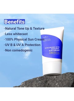 Hyaluronic Acid Natural Sun Cream, Suncream Spf50 Pa++++, Evens Out Skin Tone Lightweight Sunscreen and Replenishes Moisture, Suitable For All Skin Types with Sunscreen Cream, 50ml / 1.69 fl.oz - pzsku/Z0CB60BDEB41DC3FCF63FZ/45/_/1724467161/6015f17a-8eaa-495a-96d8-0a324be3b730