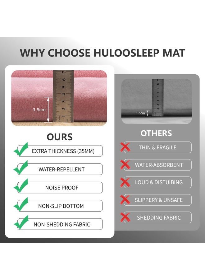 Huloo Sleep Play Mat for Babies Toddlers,1.3" Thick Elasti-Foam Anti-Fall Cushion Mat for kids Room,28×72 Bedroom Bedside Rugs,Water-Repellent Soft Coral Velvet,Non-Slip(Pink) - Image 4