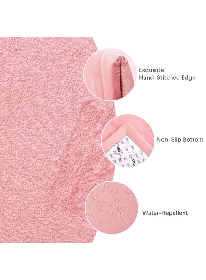 Huloo Sleep Play Mat for Babies Toddlers,1.3" Thick Elasti-Foam Anti-Fall Cushion Mat for kids Room,28×72 Bedroom Bedside Rugs,Water-Repellent Soft Coral Velvet,Non-Slip(Pink) - Image 2