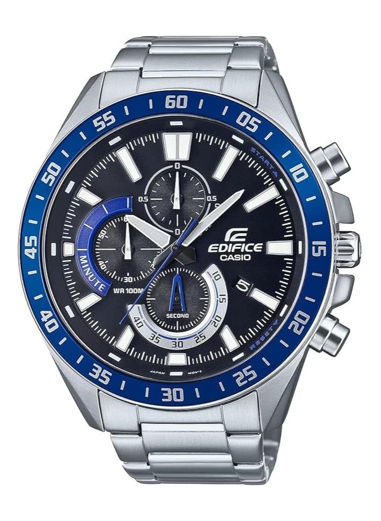 كاسيو ساعة كاسيو ايديفيس للرجال - EFV-620D-1A2VUDF مينا سوداء، سوار فضي - Image 1