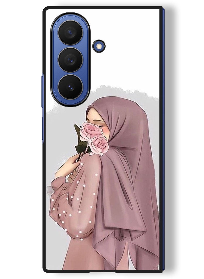Theodor Case Compatible with Samsung Galaxy Z Fold 7 - 8 Inch Protection Shockproof Bumper Cover Holding Roses Girl - Image 1