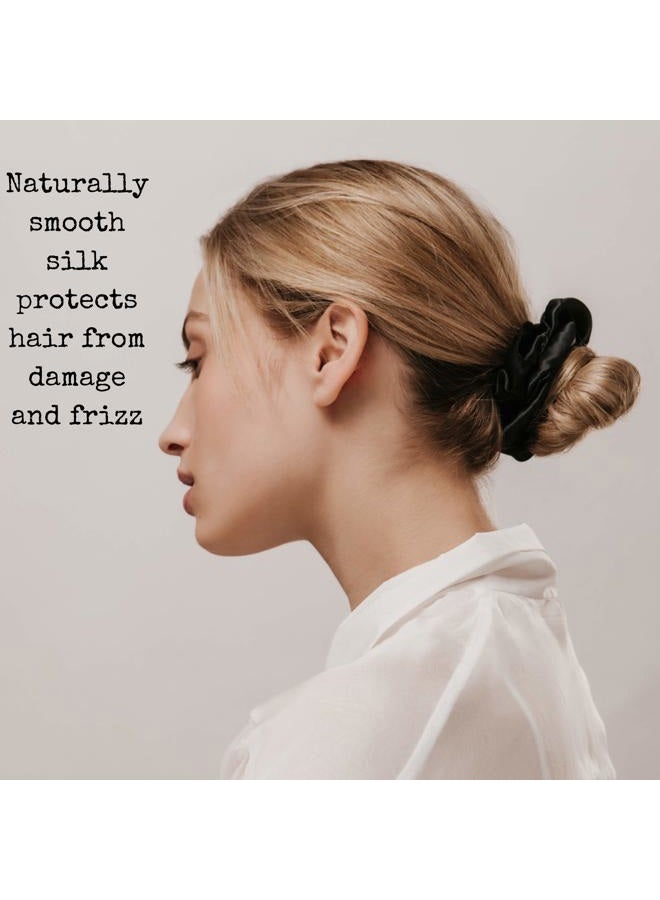 Celestial Silk Mulberry Silk Scrunchies for Hair (Black Marble) - Image 5