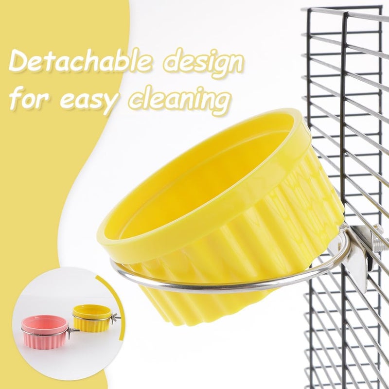DQITJ 2 Pack Bird Detachable Bowl Plastic Food Cup Convenient Hanging Seed Water Feeder for Bird Parrot Canary Finch Parakeet Budgie Cockatiel Lovebird - Image 3