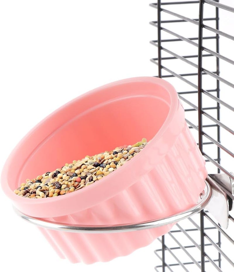 DQITJ 2 Pack Bird Detachable Bowl Plastic Food Cup Convenient Hanging Seed Water Feeder for Bird Parrot Canary Finch Parakeet Budgie Cockatiel Lovebird - Image 5