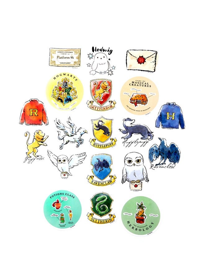 Conquest Journals Harry Potter Watercolor Vinyl Stickers, Set of Unique Sticker Decals, 5 Holograms, Waterproof, UV & Scratch Resistant, Great for Gadgets, Officially Licensed (White Vinyl, 60-Pack) - Image 3