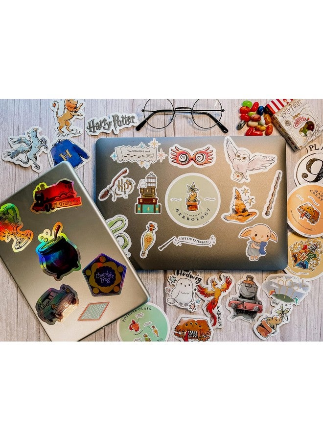 Conquest Journals Harry Potter Watercolor Vinyl Stickers, Set of Unique Sticker Decals, 5 Holograms, Waterproof, UV & Scratch Resistant, Great for Gadgets, Officially Licensed (White Vinyl, 60-Pack) - Image 5