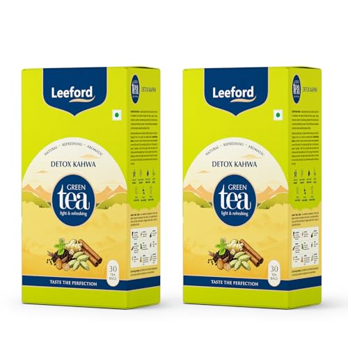 Leeford Detox Kahwa Green Tea - Pack of 2 (30 Bags Each) | Infused with Himalayan Pink Salt, Tulsi, Cardamom, Cinnamon | Boosts Immunity | Helps in Liver Purification | Regulates Blood Pressure - Image 1