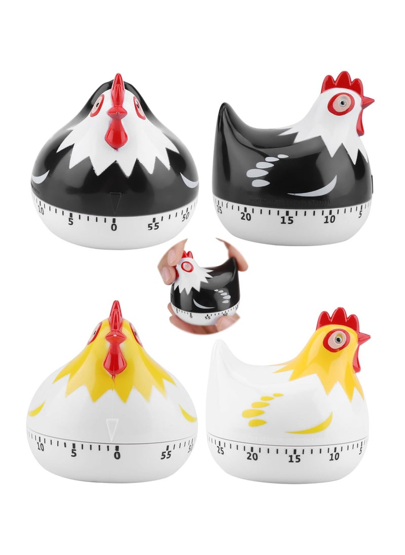 CMGTYYD 2Pcs Cute Cartoon Hen Timers, Kitchen Chicken Pattern Baking Time, Chicken Pattern Countdown Kitchen Timer for Cooking Baking (White+Black)  - Image 1