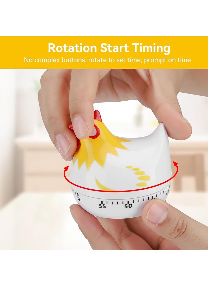 CMGTYYD 2Pcs Cute Cartoon Hen Timers, Kitchen Chicken Pattern Baking Time, Chicken Pattern Countdown Kitchen Timer for Cooking Baking (White+Black)  - Image 3
