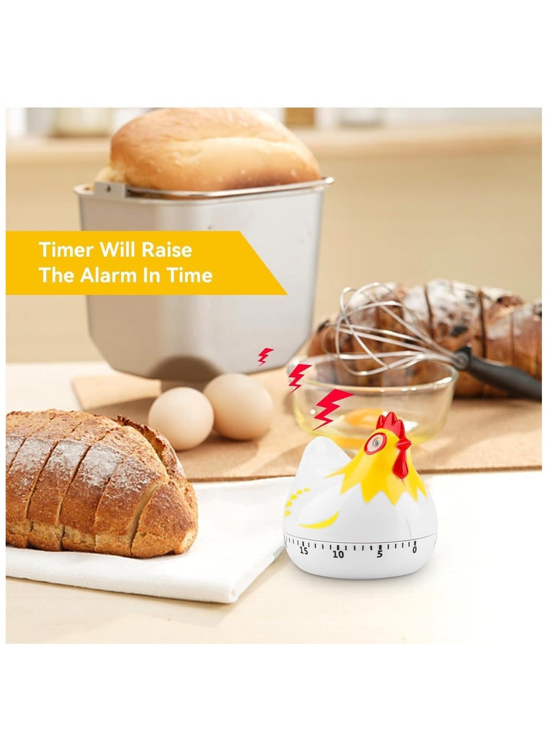 CMGTYYD 2Pcs Cute Cartoon Hen Timers, Kitchen Chicken Pattern Baking Time, Chicken Pattern Countdown Kitchen Timer for Cooking Baking (White+Black)  - Image 4