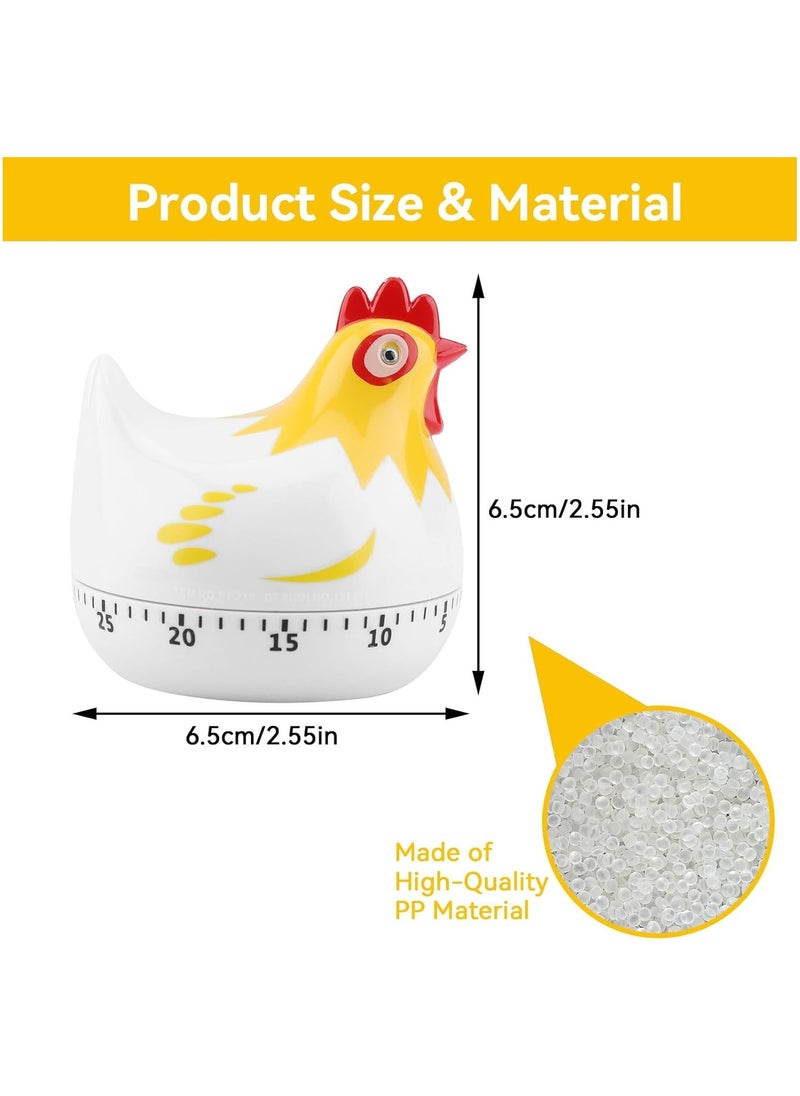 CMGTYYD 2Pcs Cute Cartoon Hen Timers, Kitchen Chicken Pattern Baking Time, Chicken Pattern Countdown Kitchen Timer for Cooking Baking (White+Black)  - Image 5