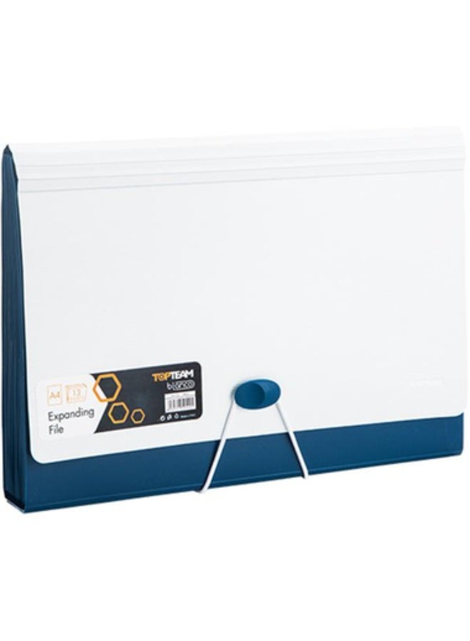 Expanding File with Division A4 13 Pockets White/ Blue