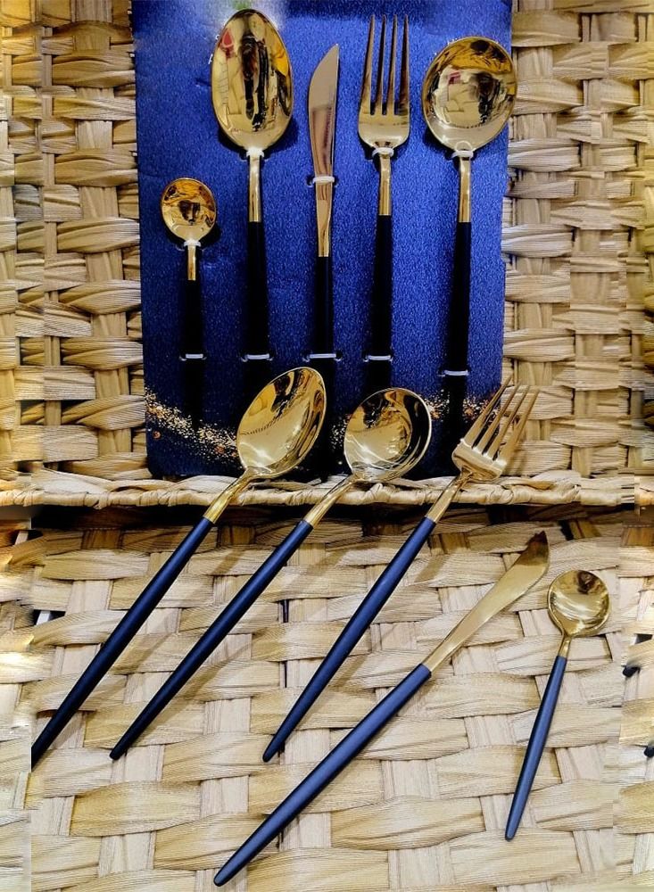 Set of spoons, forks and knives Black/gold, an elegant touch to your home decor. - Image 2