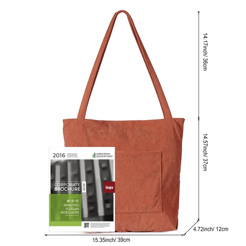 WantGor Women Corduroy Tote, Large Shoulder Hobo Bags Casual Handbags Big Capacity Shopping Purses Work Bag (Brown) - Image 5