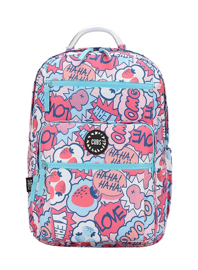 CUBS Strawberry Print Waterproof Kids 36L Backpack with zip closure Ideal for 8-15 years girls, Compatible with 15" Laptop - Image 1