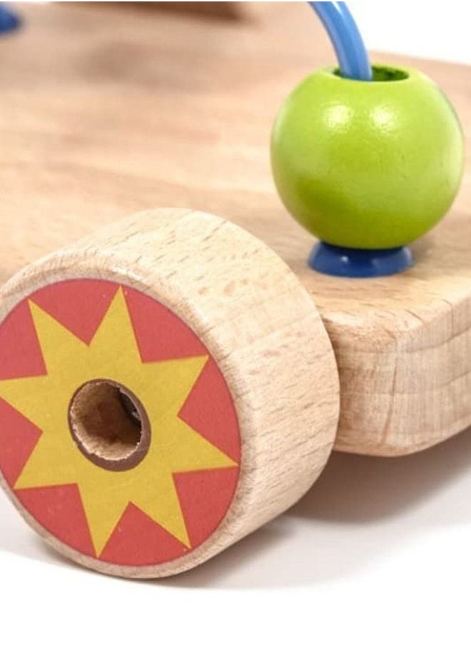 BAYBEE Wooden Beads Maze Roller Coaster Puzzle Toys For Kids Wooden Pull Along Toy With Wheels Rolling Beads Learning Preschool Activity Center Educational Toy For Boys Girls 1+Years  - Image 4