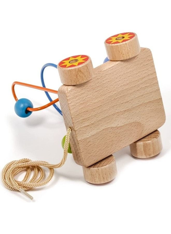 BAYBEE Wooden Beads Maze Roller Coaster Puzzle Toys For Kids Wooden Pull Along Toy With Wheels Rolling Beads Learning Preschool Activity Center Educational Toy For Boys Girls 1+Years  - Image 5